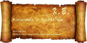 Korcsmár Bojána névjegykártya